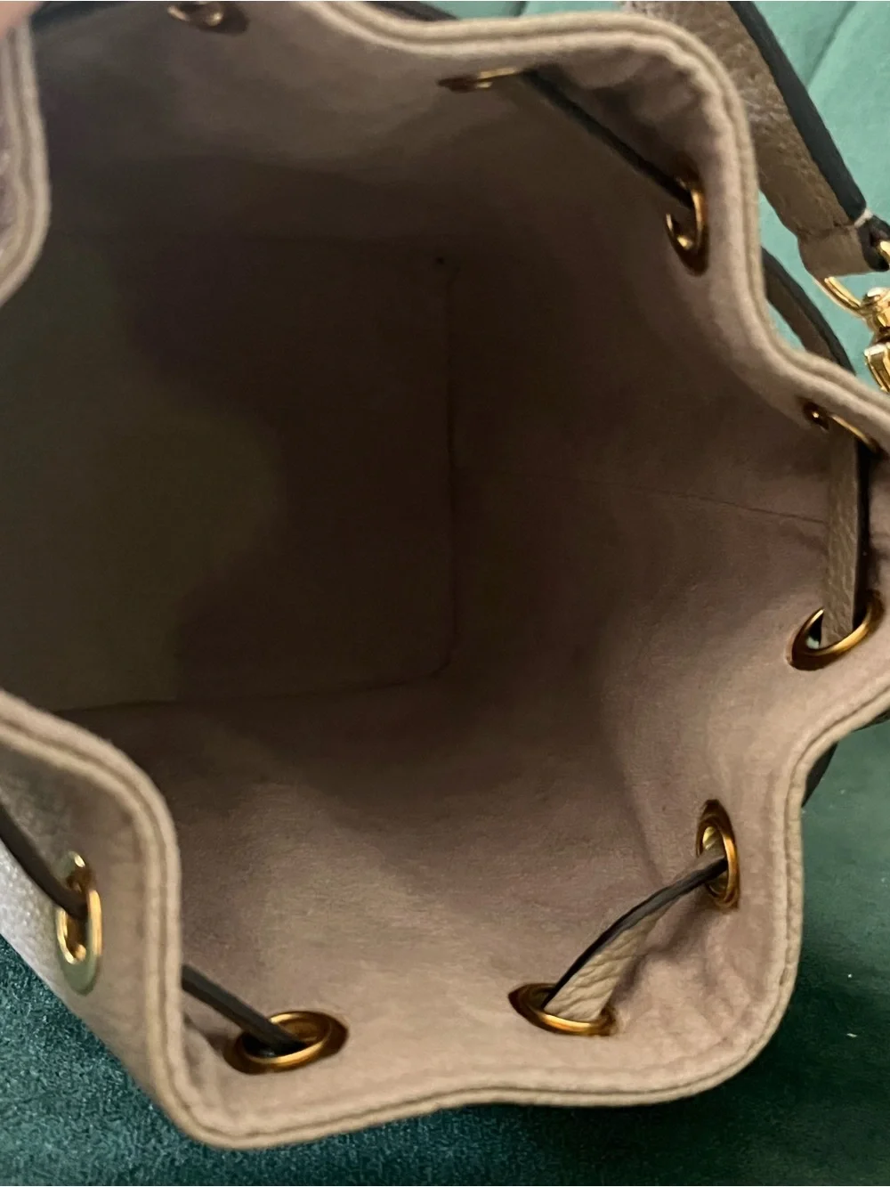 Louis Vuitton Taupe Monogram Drawstring Bucket Crossbody
